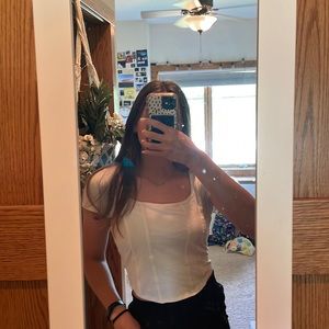 Hollister corset style cropped baby tee
